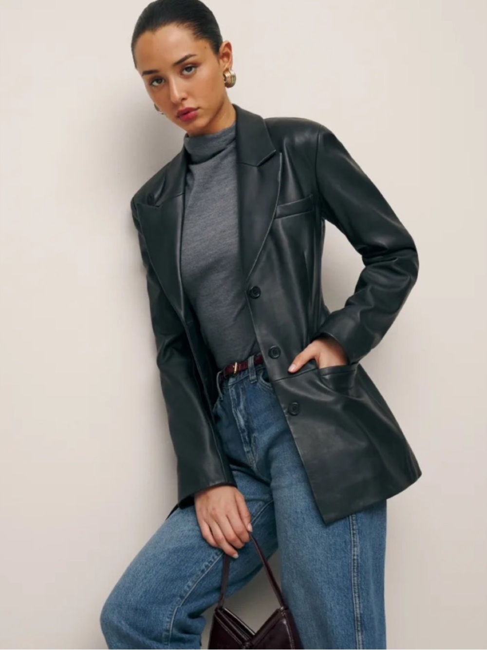 Reformation x Veda Hal Leather Blazer